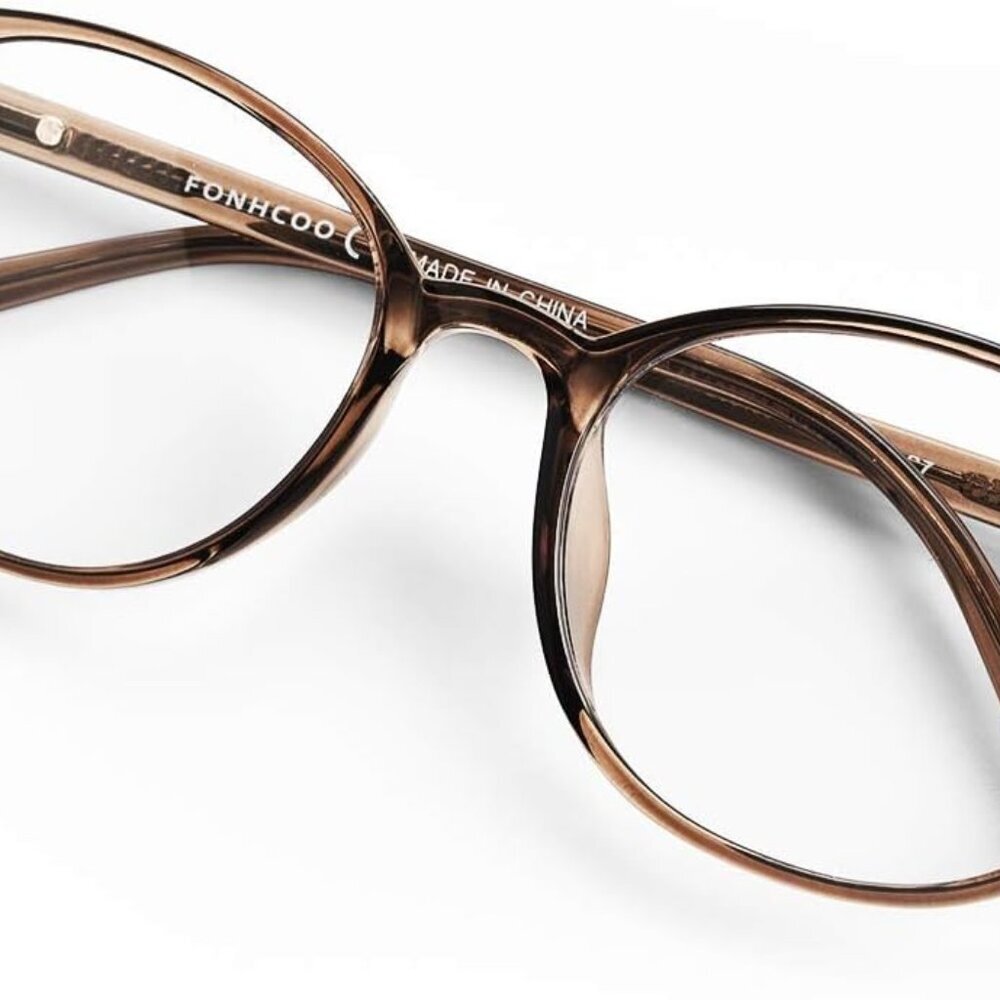 Blue Light Blocking Glasses Women Men TR90 Round Computer Eyeglasses Coffee